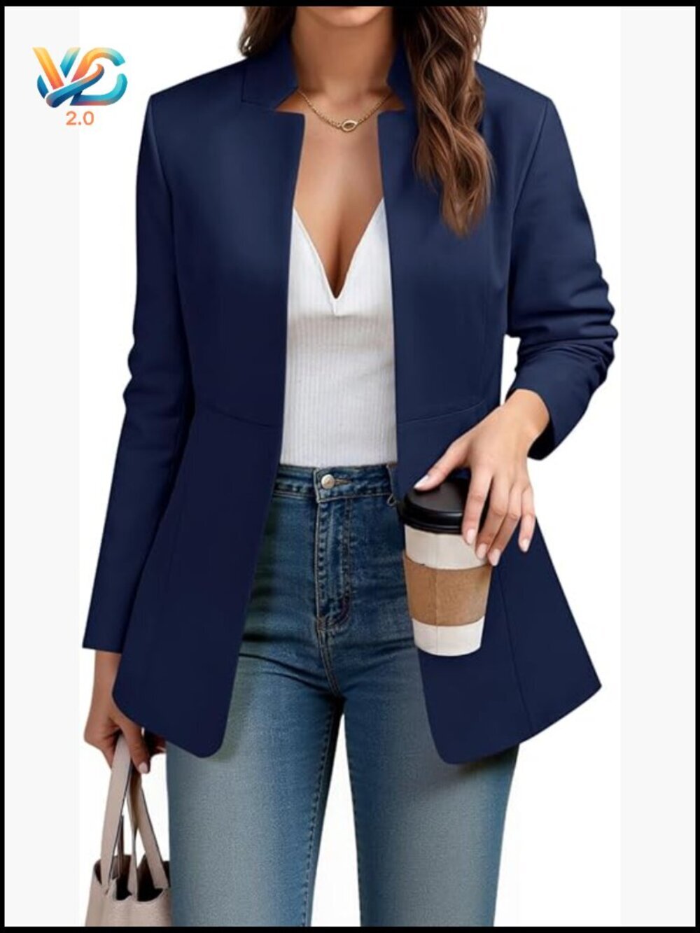 Lightweight Polyester Blazer Long Sleeve Notch Collar Work Office Jacket